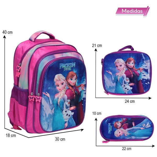 Imagem de Kit Mochila Infantil Frozen Costas Reforçada Volta As Aulas