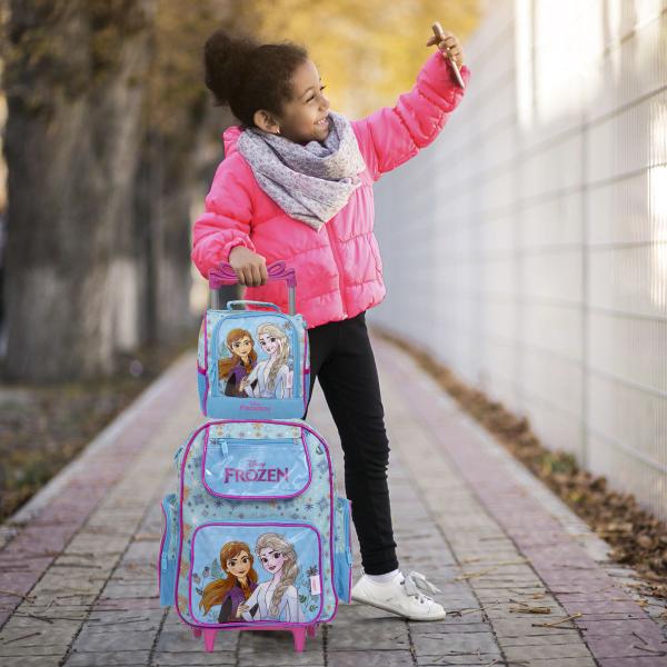 Imagem de Kit Mochila Infantil Frozen Elsa Anna Rodinha Envio Imediato