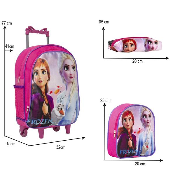 Imagem de Kit Mochila Infantil Frozen Rodinha Com Lancheira Grande