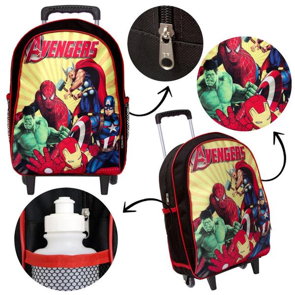 Imagem de Kit Mochila Infantil G Rodinha Menino Vingadores Toys 2U