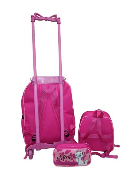 Imagem de Kit Mochila Infantil Gata Marie Flores Rosa