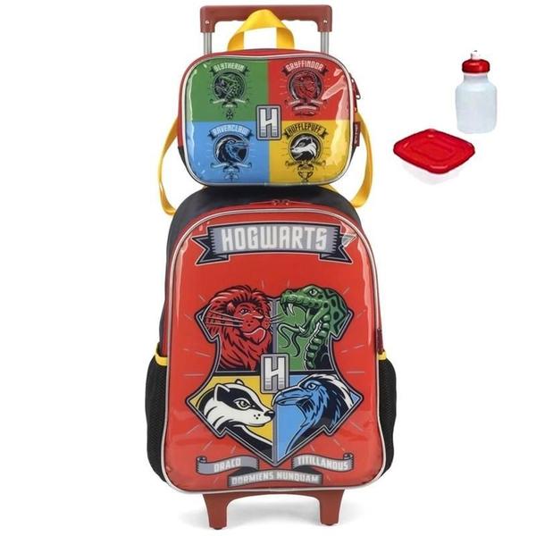 Imagem de Kit Mochila Infantil Harry Potter Rodinhas G Com Lancheira