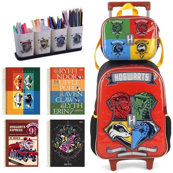 Imagem de Kit Mochila Infantil Harry Potter Rodinhas Tam G Escolar