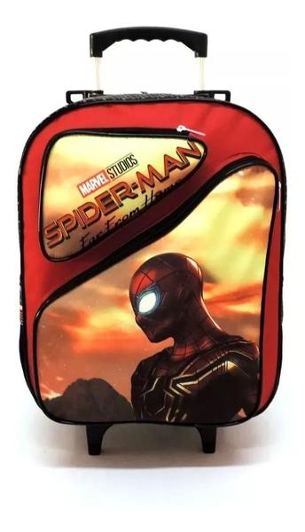 Imagem de Kit Mochila Infantil Homem Aranha 2 Bolsos Rodinhas Tam G F5