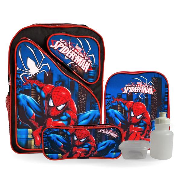 Imagem de Kit Mochila Infantil Homem Aranha Costas Lancheira E Estojo