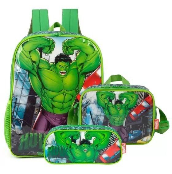 Imagem de Kit Mochila Infantil Hulk Meninos Costas Original Juvenil