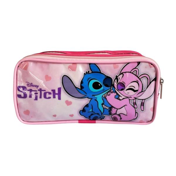 Imagem de Kit Mochila Infantil Lilo e Stitch Rosa Rodinhas Grande