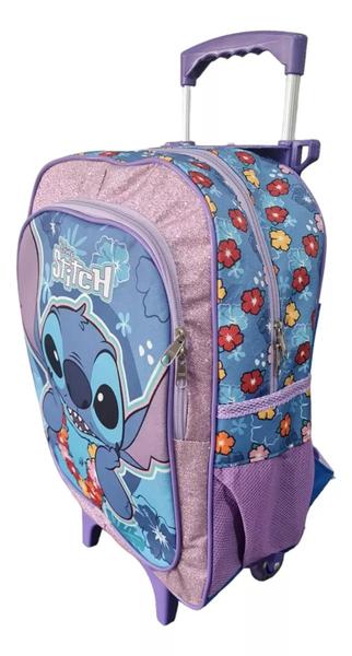 Imagem de Kit Mochila Infantil Lilo & Stitch Aloha Azul Tam G Rodinhas