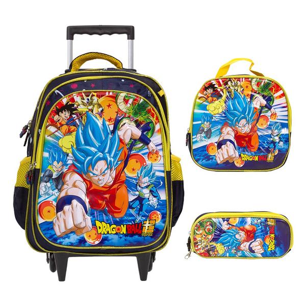 Imagem de Kit Mochila Infantil Masculina Dragon Ball Rodas Envio 24Hrs