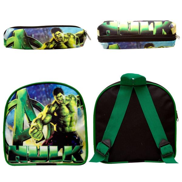 Imagem de Kit Mochila Infantil Masculina Incrivel Hulk Passeio Rodinha