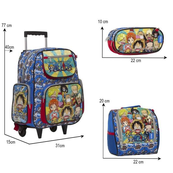 Imagem de Kit Mochila Infantil Masculina One Piece Rodinha + Lancheira