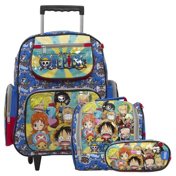 Imagem de Kit Mochila Infantil Masculina One Piece Rodinha + Lancheira