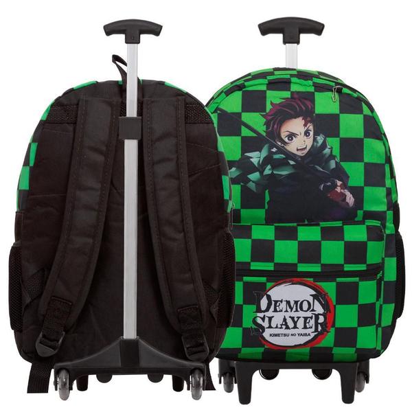 Imagem de Kit Mochila Infantil Masculina Rodinhas Demon Slayer Juvenil