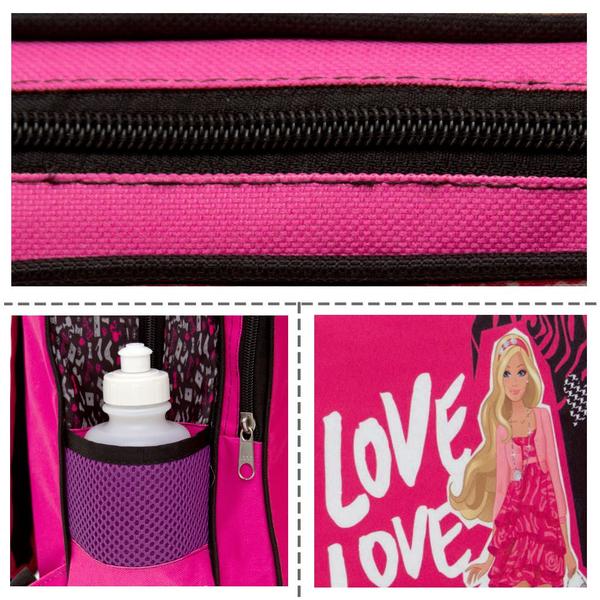 Imagem de Kit Mochila Infantil Menina Barbie Rosa Tam G Passeio 3 Pçs