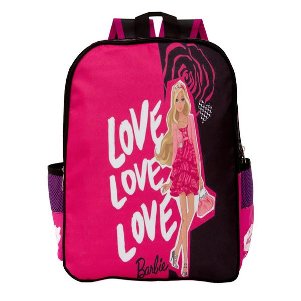 Imagem de Kit Mochila Infantil Menina Barbie Rosa Tam G Passeio 3 Pçs