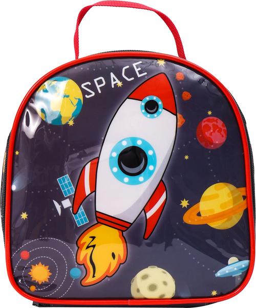 Imagem de Kit Mochila Infantil Menino de Rodinha Foguete Escolar Space Com Lancheira Térmica e estojo