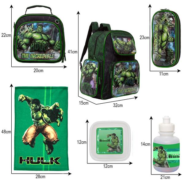 Imagem de Kit Mochila Infantil Menino Incrivel Hulk Grande com Toalha