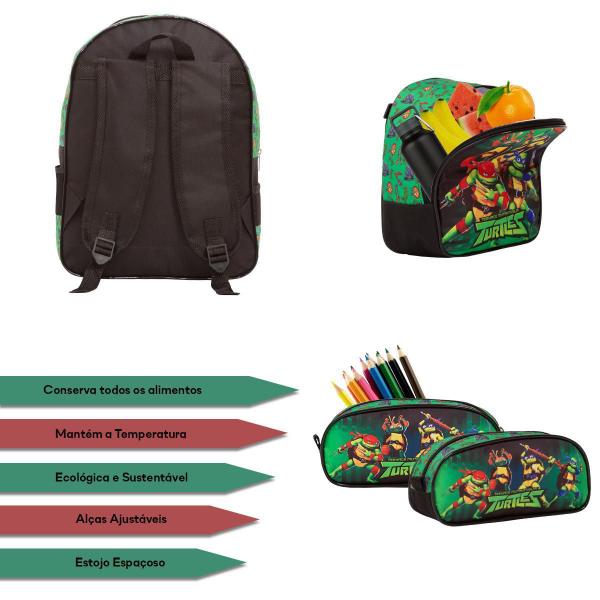 Imagem de Kit Mochila Infantil Menino Tartarugas Ninja Costas Grande