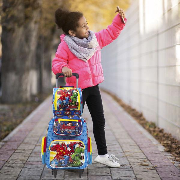 Imagem de Kit Mochila Infantil Menino Vingadores Rodinha Envio 24 Hrs