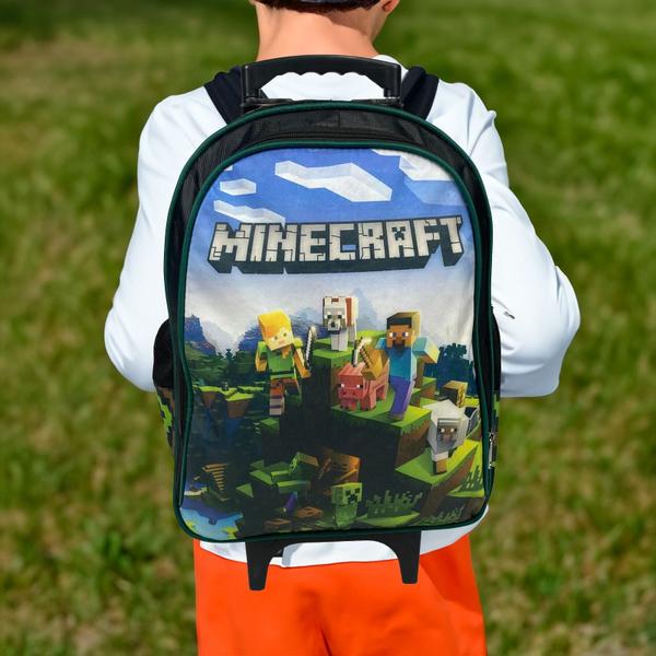 Imagem de Kit mochila infantil Minecraft com LED colorido