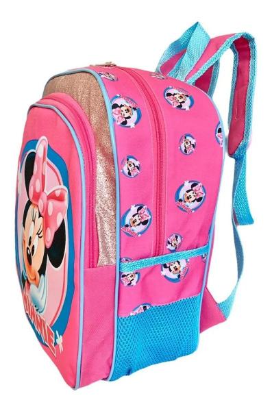 Imagem de Kit Mochila Infantil Minnie Mouse Rosa Lisa Costas G F5