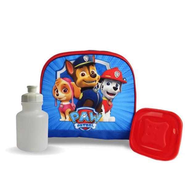 Imagem de Kit Mochila Infantil Patrulha Canina Azul Costas Tam G