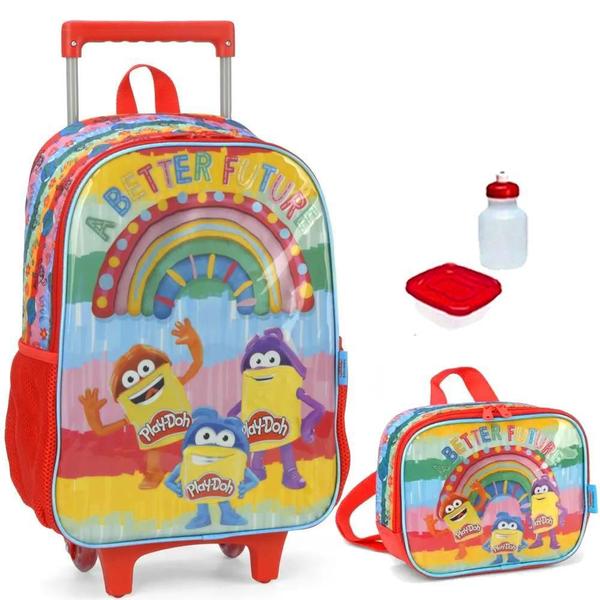 Imagem de Kit Mochila Infantil Play Doh Massinha Rodinhas Escolar G