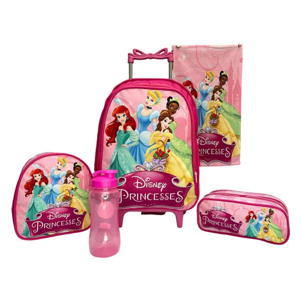 Imagem de Kit Mochila Infantil Princesas Disney Lancheira Estojo Duplo