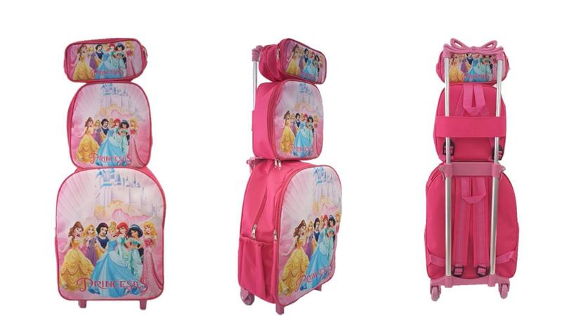 Imagem de Kit Mochila Infantil Princesas Rosa