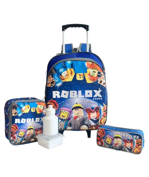 Imagem de Kit Mochila Infantil Roblox Games Grande Rodinhas Meninos F5