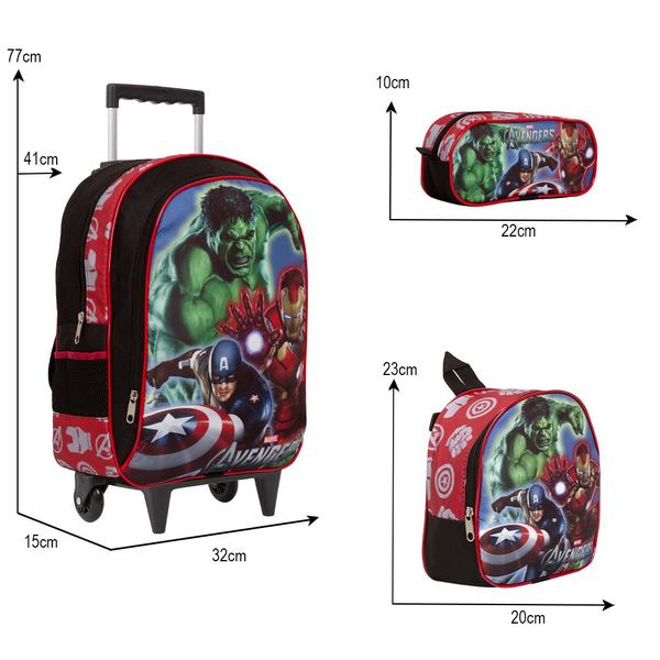 Imagem de Kit Mochila Infantil Rodinha Avengers Creche Envio Imediato