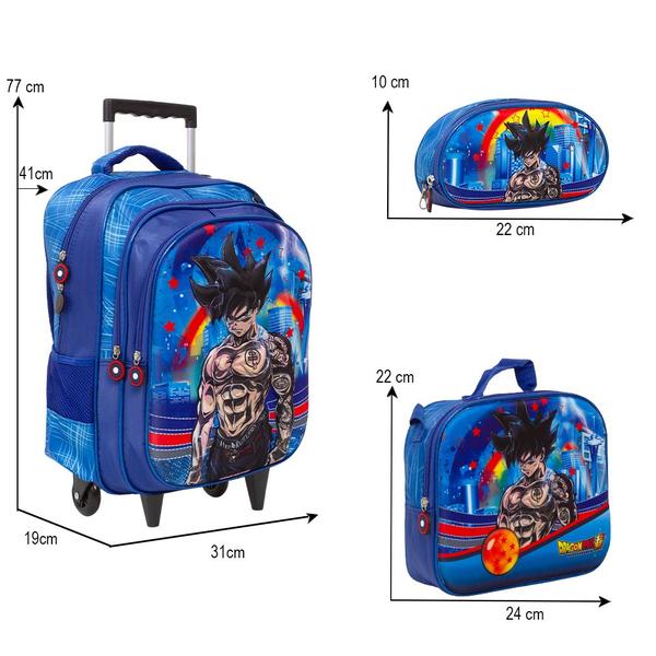 Imagem de Kit Mochila Infantil Rodinha Dragon Ball Anime 3D Toys 2U