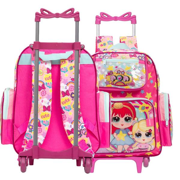 Imagem de Kit Mochila Infantil Rodinha Feminina LOL 3 Pçs Chenson