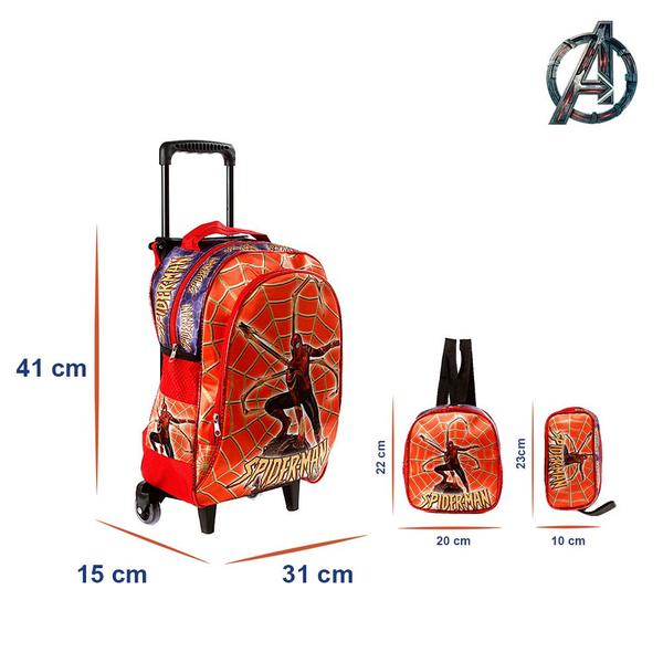 Imagem de Kit Mochila Infantil Rodinha Homem Aranha Spider Man