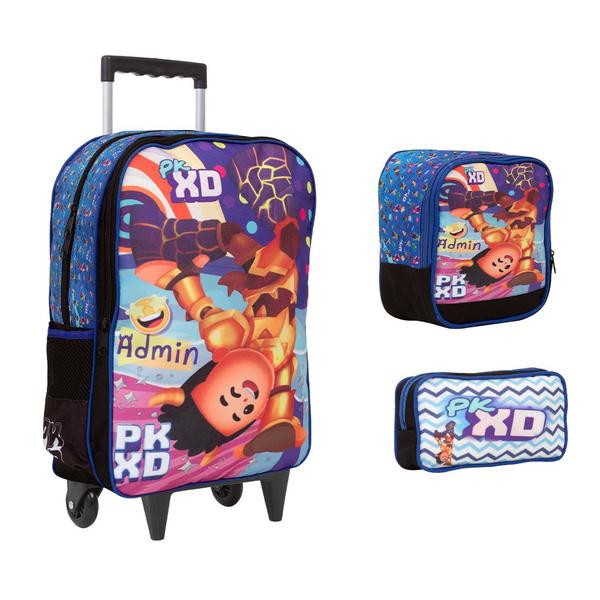 Imagem de Kit Mochila Infantil Rodinha PK XD Grande Reforçada Toys 2U