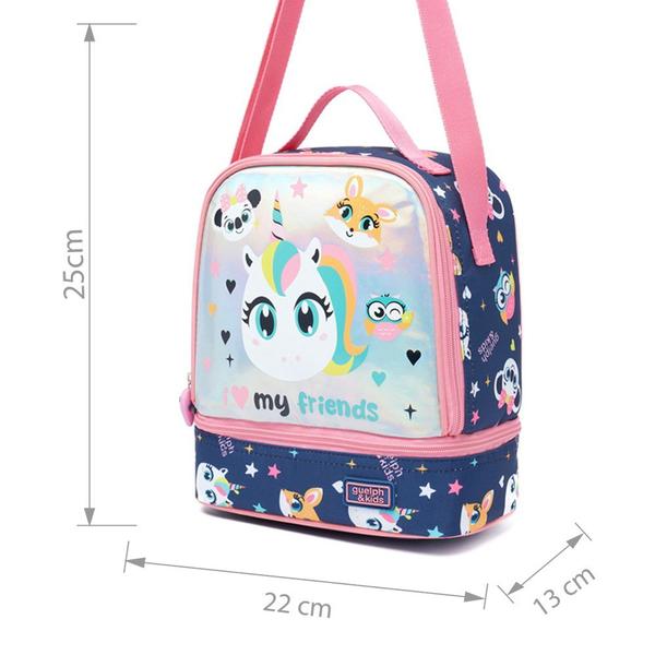 Imagem de Kit Mochila Infantil Rodinhas Menina Lancheira Térmica Estojo Escolar Espaçoso