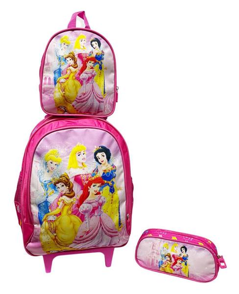 Imagem de Kit Mochila Infantil Rodinhas Princesa + Lancheira + Estojo