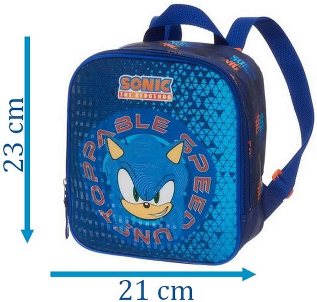 Imagem de Kit Mochila Infantil Rodinhas Sonic Tamanho G Lancheira Térmica Estojo