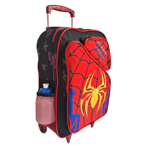 Imagem de Kit Mochila Infantil Spider Aranha Tamanho Grande Rodinhas