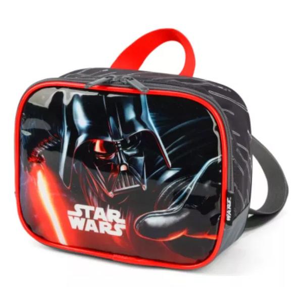 Imagem de Kit Mochila Infantil Star Wars Disney Costas Tam G Escolar Lancheira Térmica Estojo