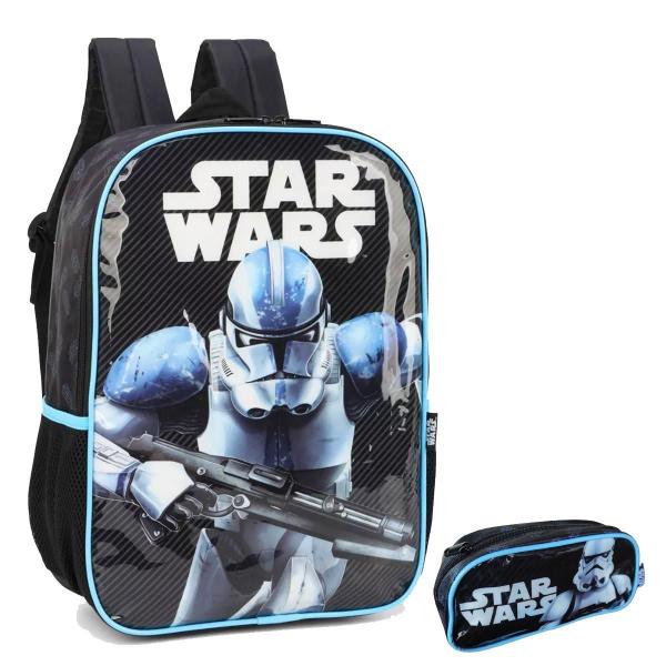 Imagem de Kit Mochila Infantil Star Wars Disney Costas Tam G Estojo