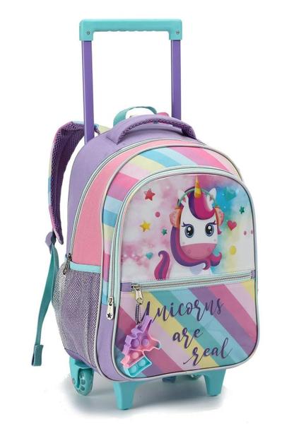 Imagem de Kit Mochila Infantil Unicórnio estojo e lancheira DL1319