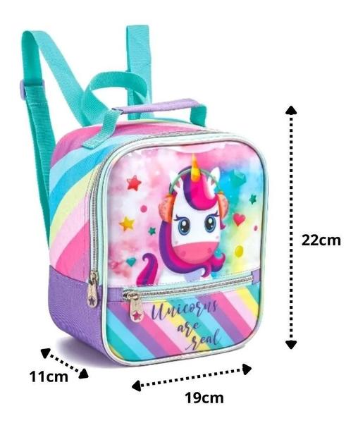 Imagem de Kit Mochila Infantil Unicórnio Estojo E Lancheira Dl1319