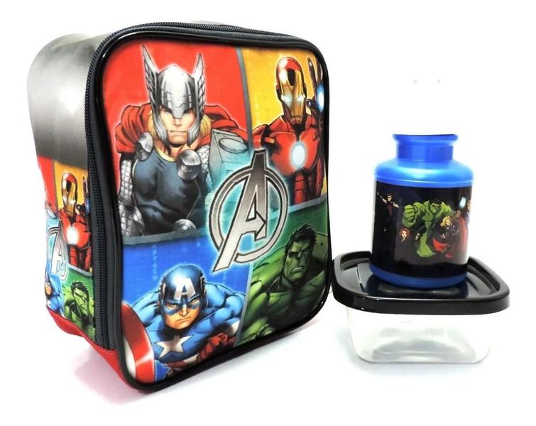 Imagem de Kit Mochila Infantil Vingadores Rodinhas Tam G Lancheira F5