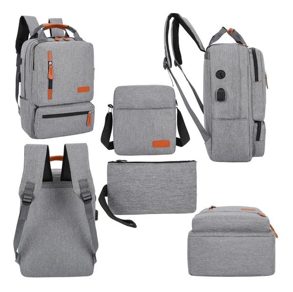 Imagem de Kit Mochila Kit 3 Em 1 Para Notebook Espaçosa Casual Nf