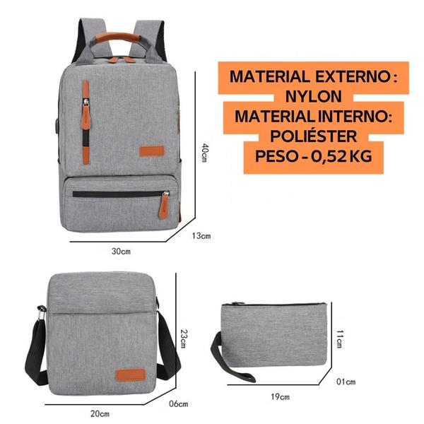 Imagem de Kit Mochila Kit 3 Em 1 Para Notebook Espaçosa Premium Nf