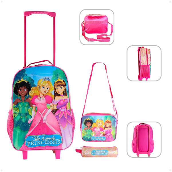 Imagem de Kit Mochila Lancheira Estojo Infantil Personagem Princesas