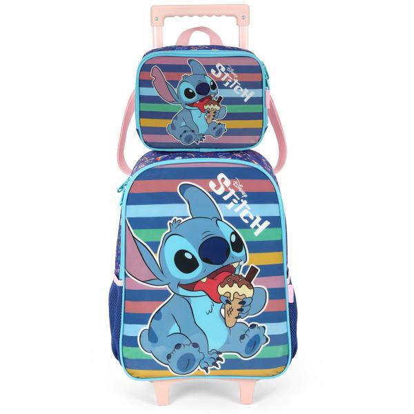 Imagem de Kit Mochila Lancheira Estojo Infantil Stitch Oficial Disney