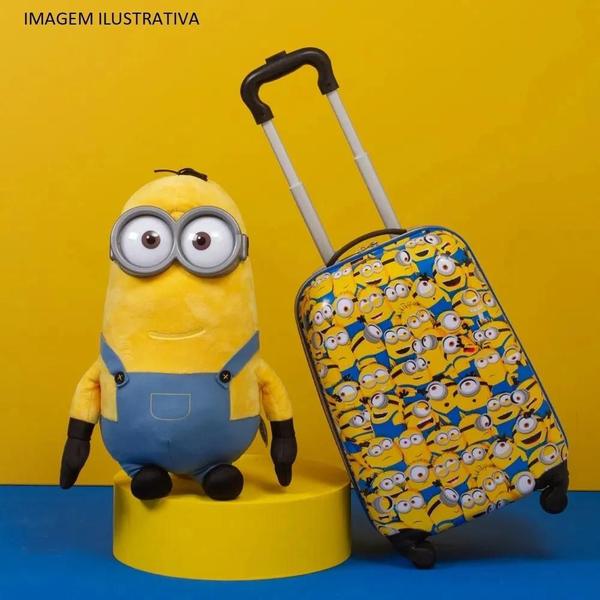 Imagem de Kit Mochila Malinha Infantil Mala Escolar Minions 4 Rodinhas