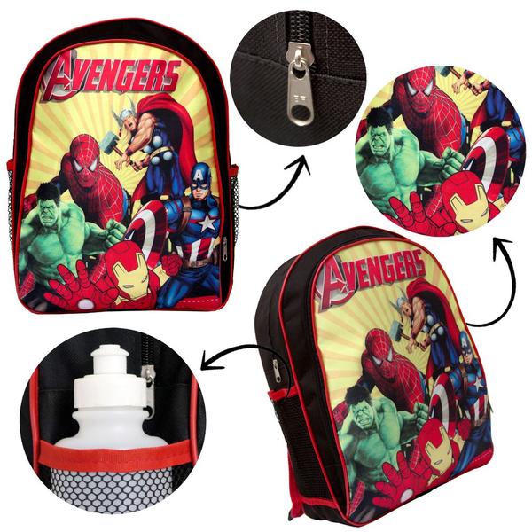 Imagem de Kit Mochila Masculina Costas Vingadores Lancheira Estojo